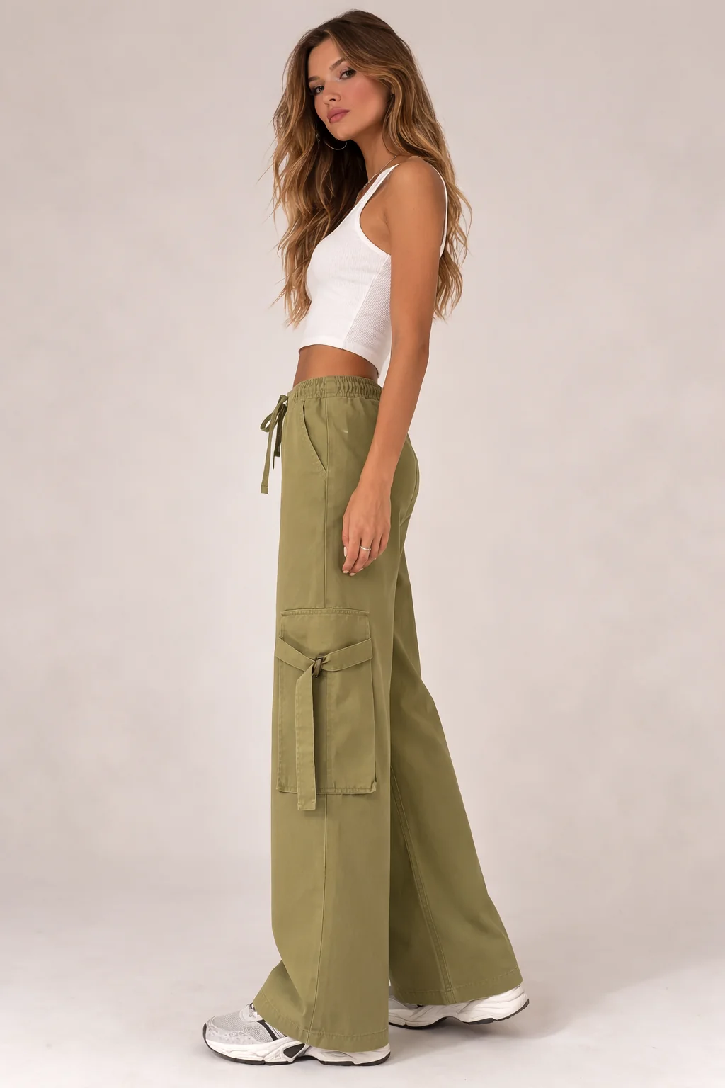 Twill High-Rise Utility Pants