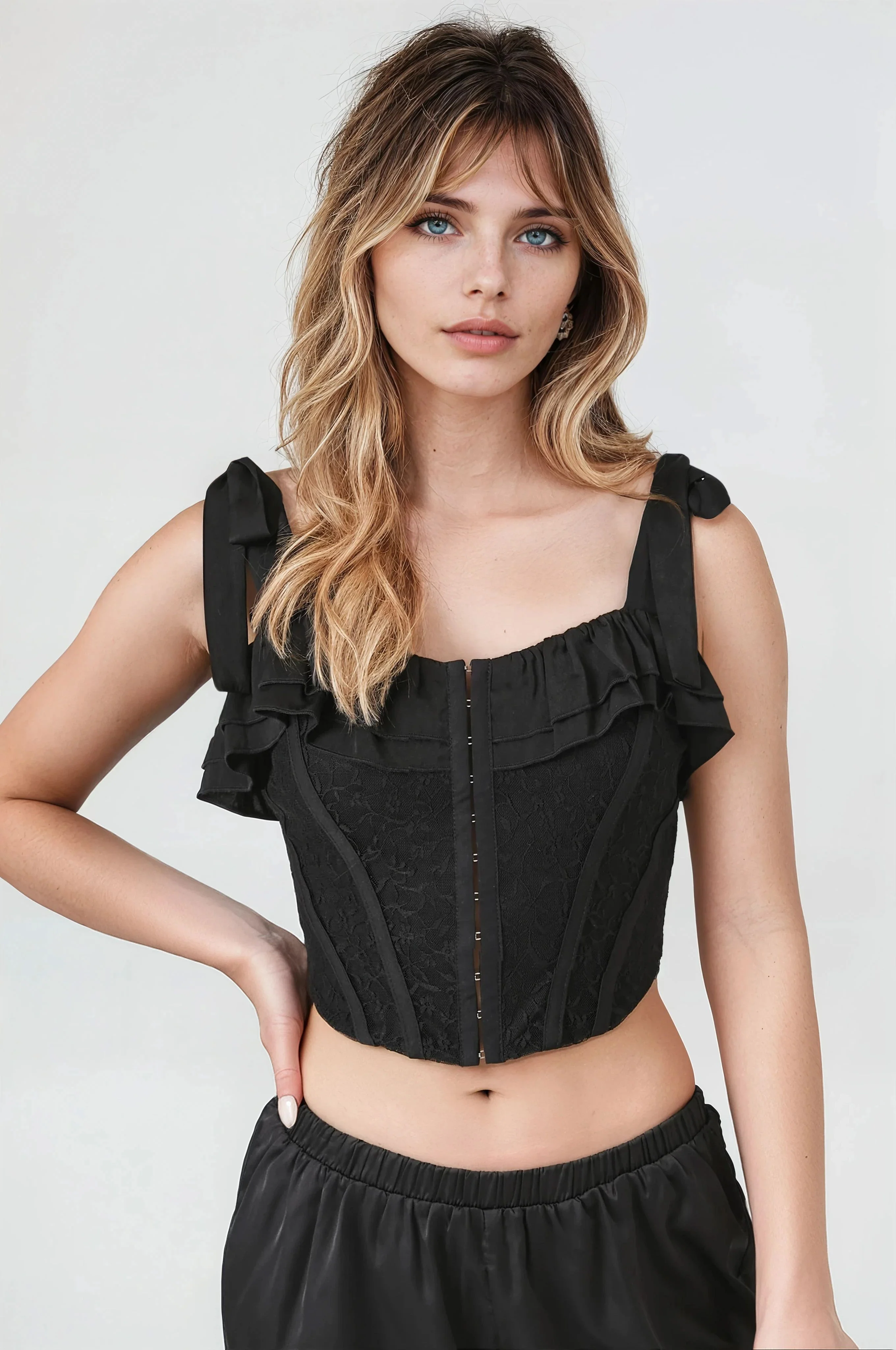 Lace Tie-Strap Corset Top