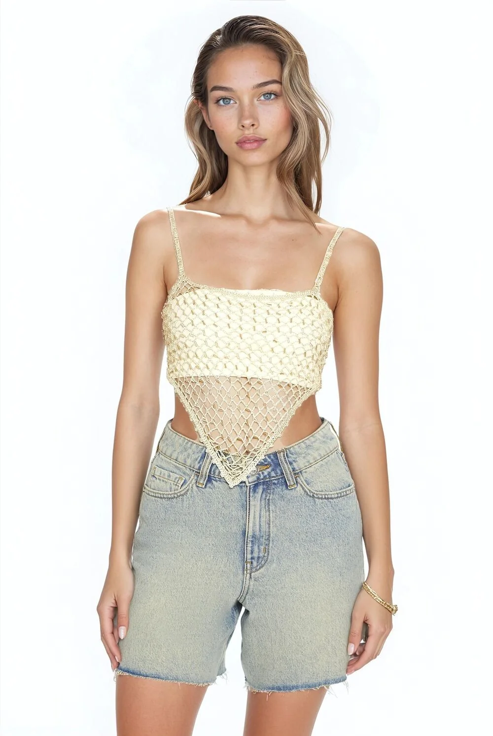 Sequin Sweater-Knit V-Hem Cami
