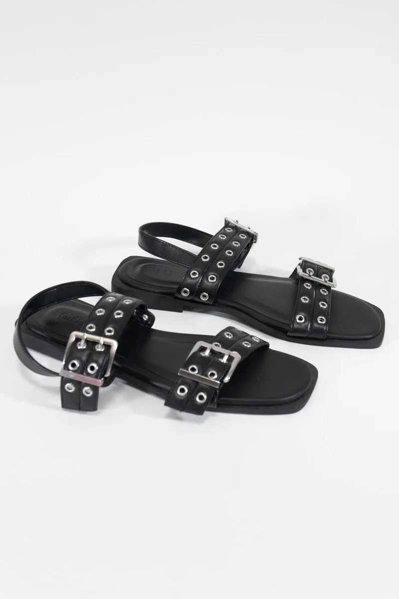 Grommet Strap Leather Sandals