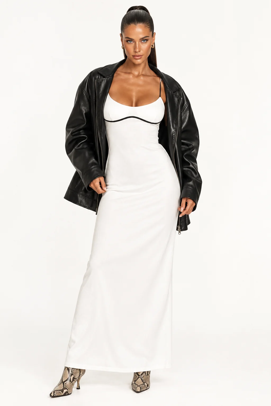Contrast-Trim Cami Maxi Dress