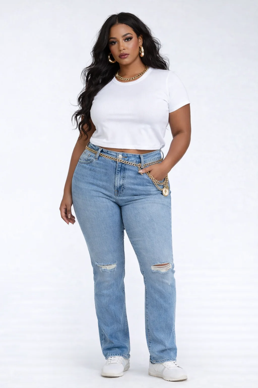 Plus Size Distressed Bootcut Jeans