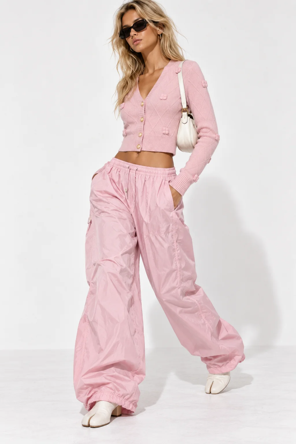 Bow Applique Cropped Cardigan Sweater