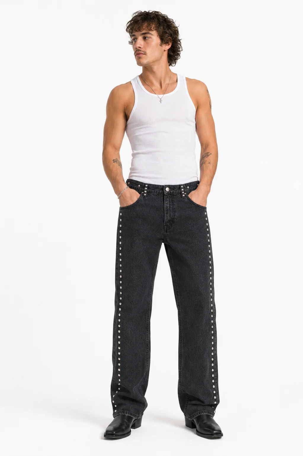 Studded Straight Leg Jeans