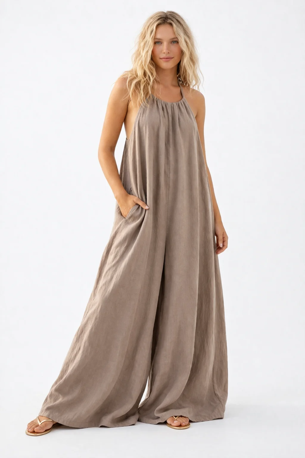 Ultra Wide Leg Jumpsuit With Pockets