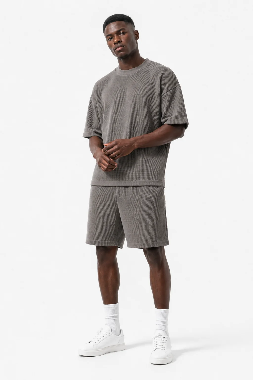 Waffle Knit Oversized Shorts