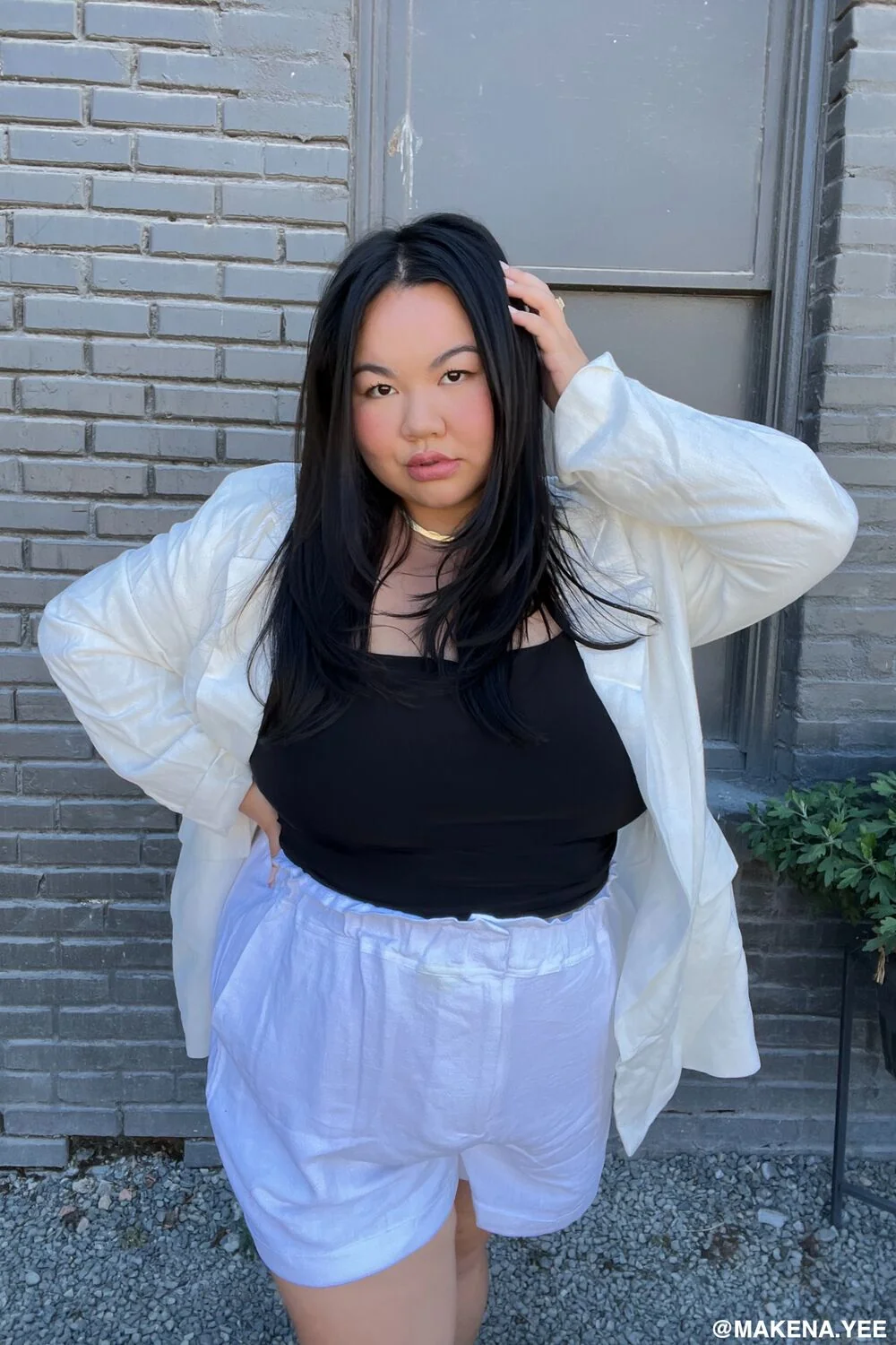 Plus Size Paperbag High-Rise Shorts
