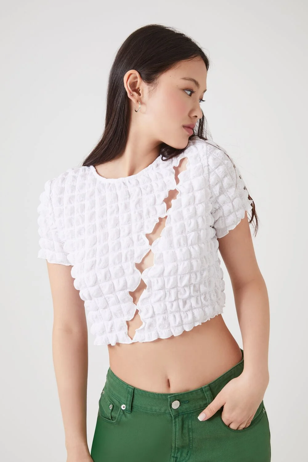 Textured Cutout Crop Top