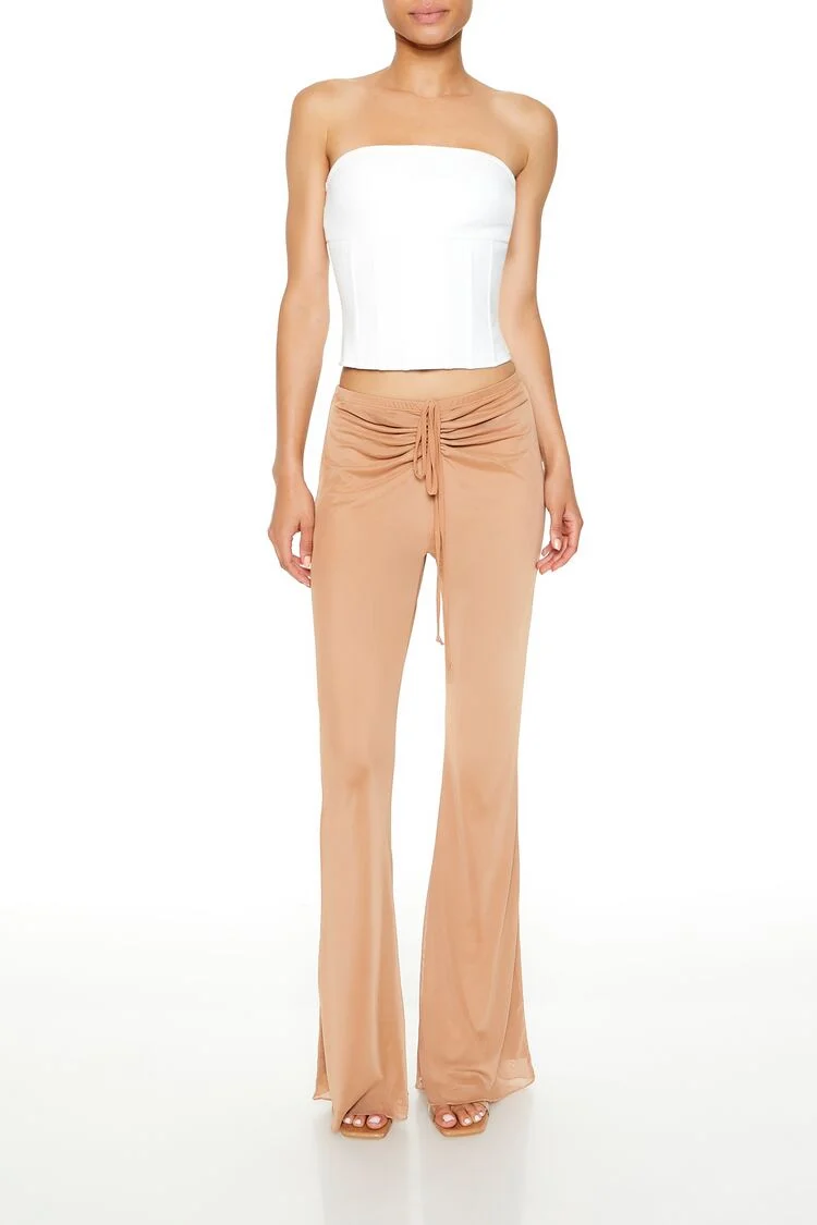 Ruched Drawstring Mesh Pants