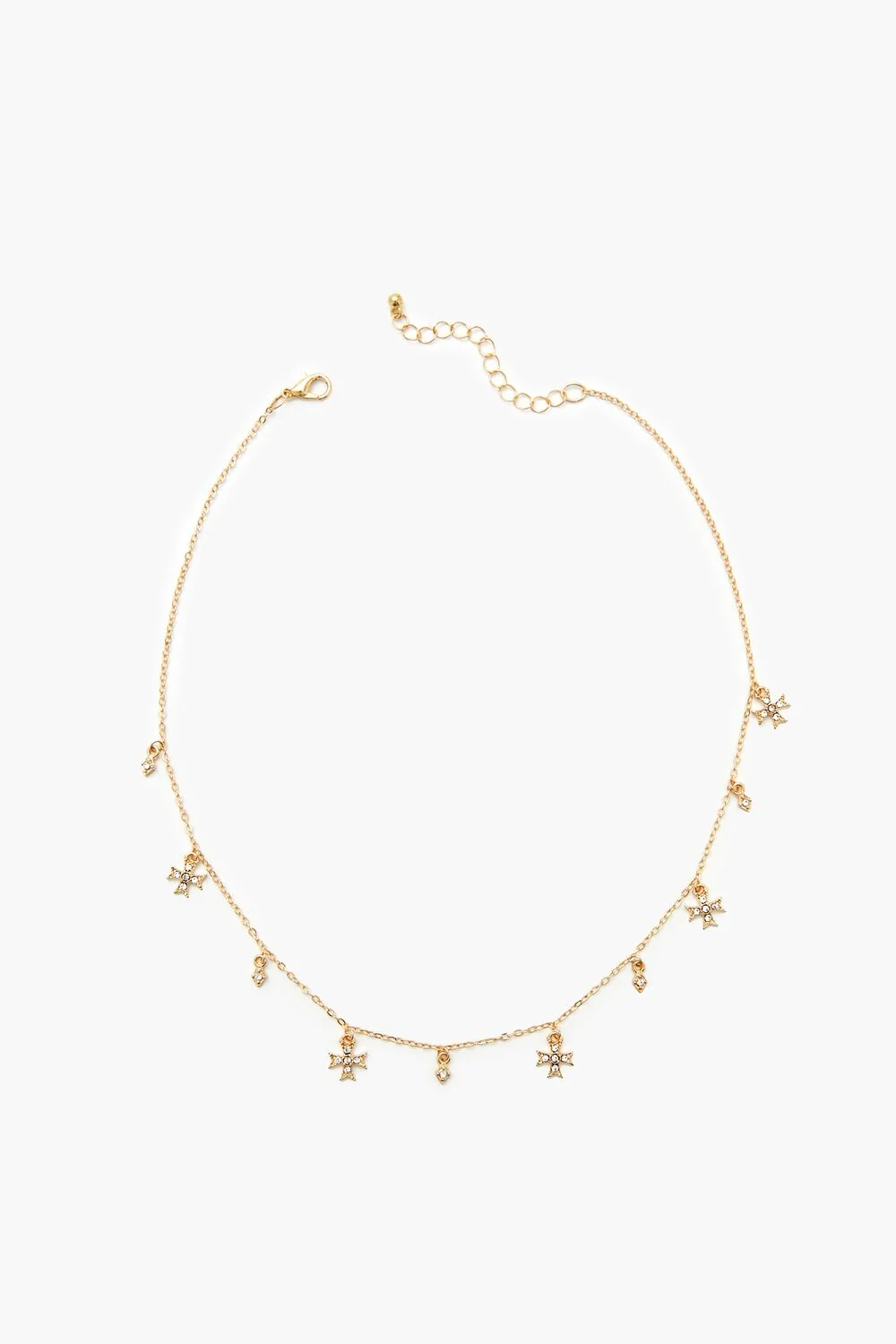 Rhinestone Cross Charm Necklace