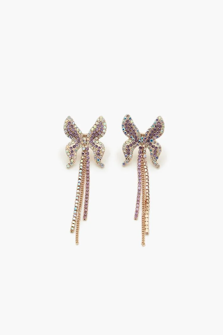 Rhinestone Butterfly Drop Earrings