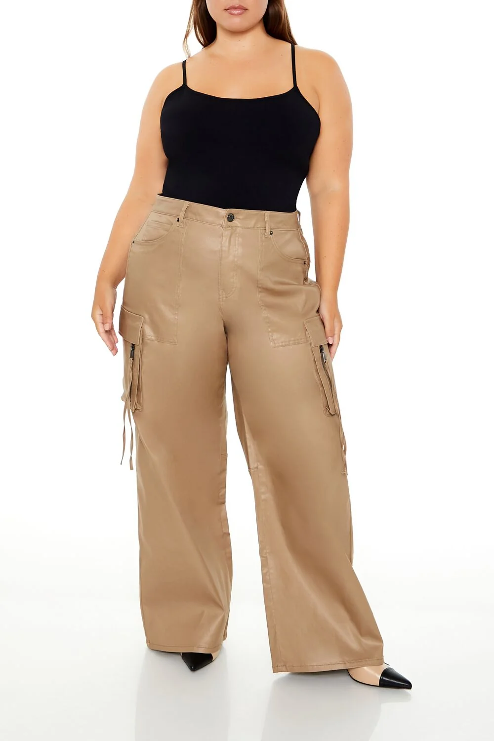 Plus Size Metallic Cargo Pants