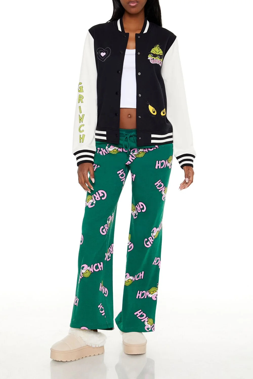 Grinch Print Fleece Pants