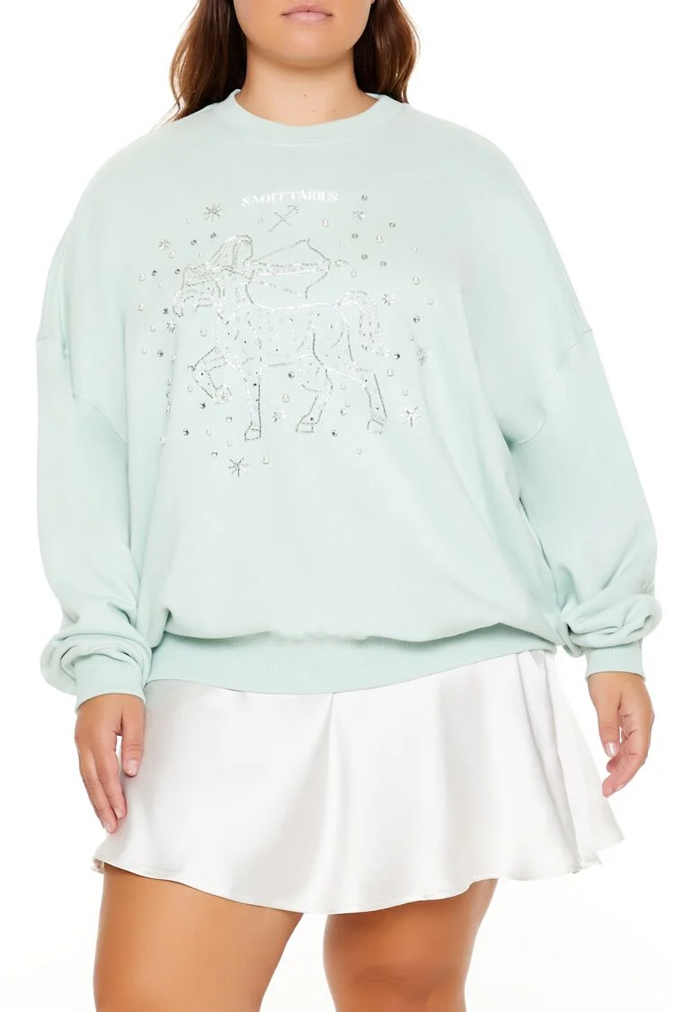 Plus Size Beaded Sagittarius Pullover