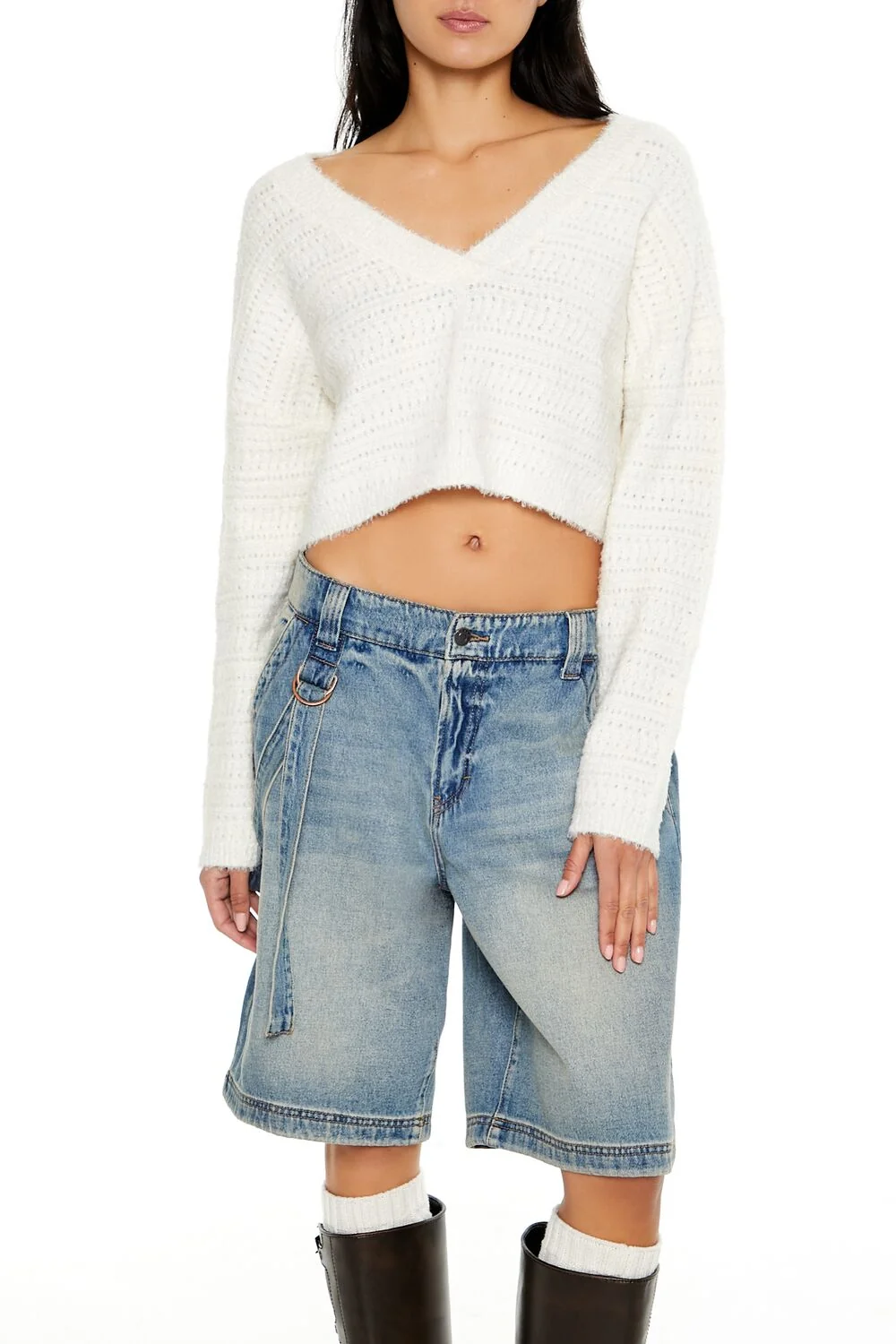 Crossover Mock Wrap Sweater