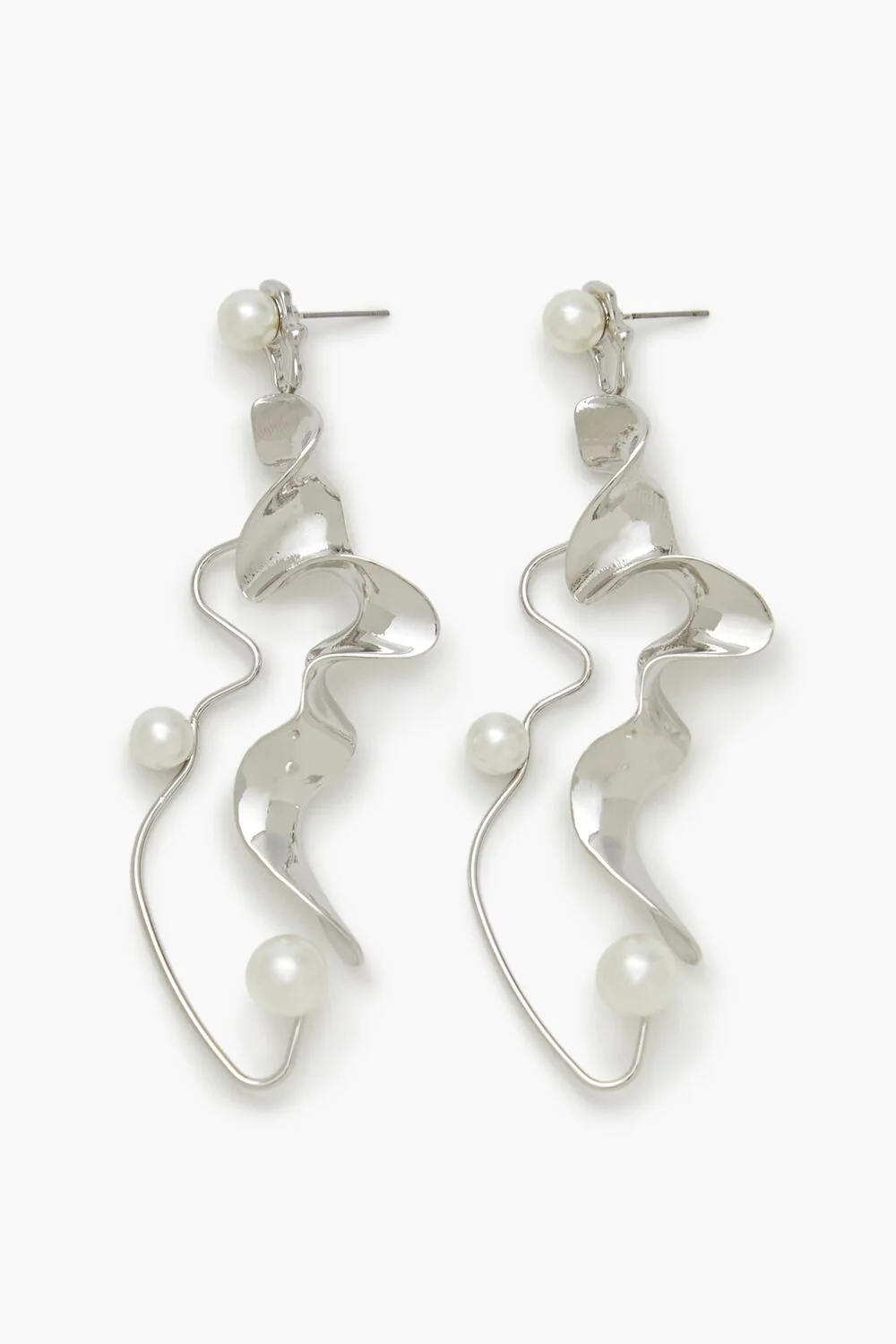 Faux Pearl Abstract Drop Earrings