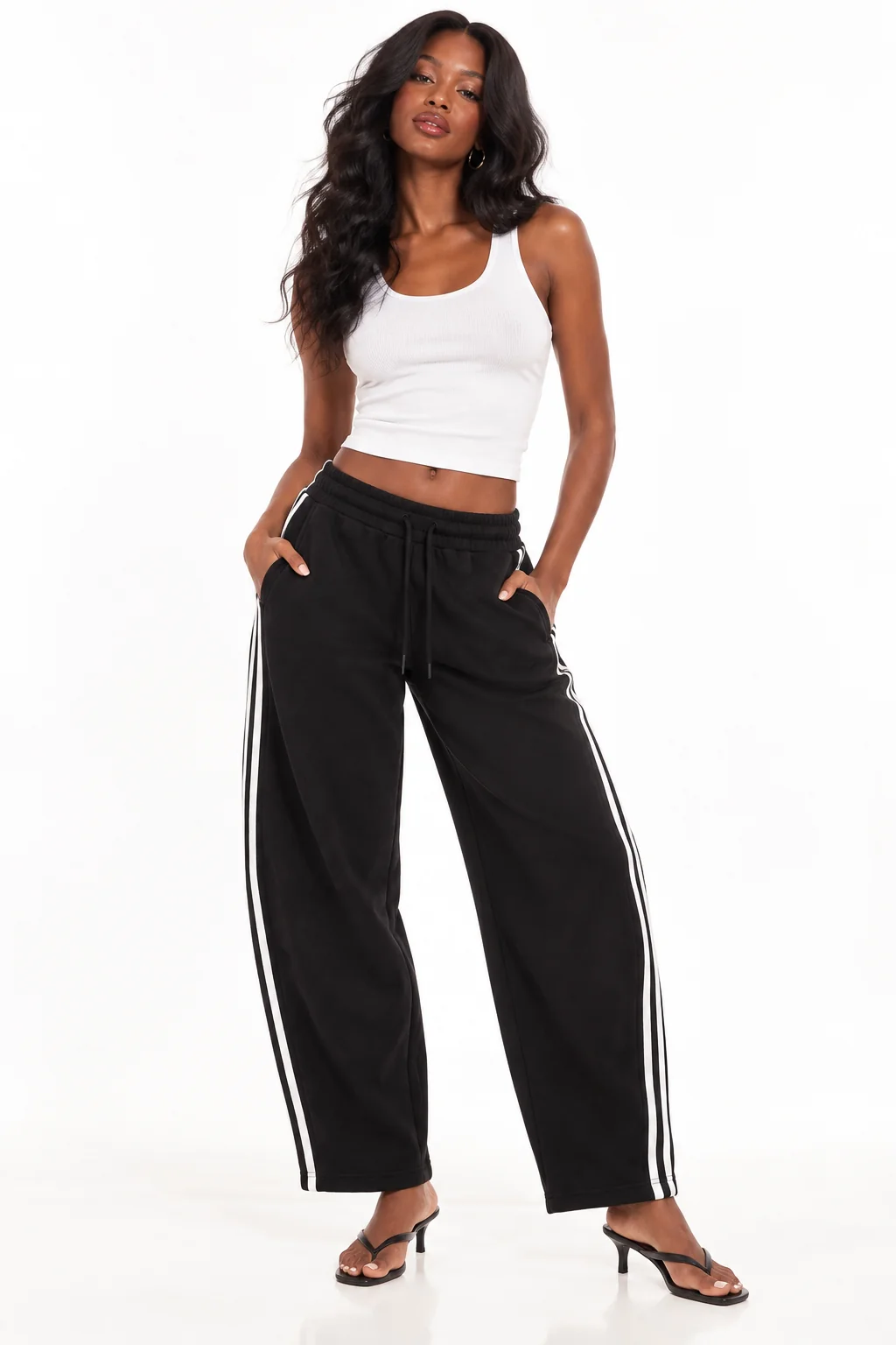 Striped Barrel Leg Joggers